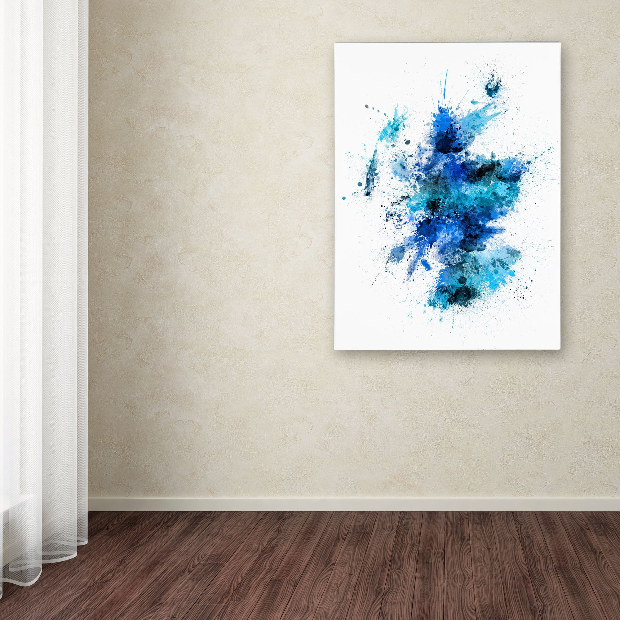 Trademark Fine Art "Scotland Paint Splashes Map II" Canvas Art by Michael Tompsett