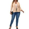 thumbnail image 3 of Gvmfive Women Plus Size Solid Casual Office Long Sleeve Open Front Blazer Jacket, 3 of 5