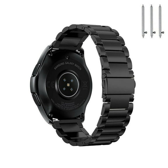 FIEWESEY Band Compatible with Galaxy Watch 42mm/Galaxy Watch 4/Galaxy Watch 5 40mm 44mm/Watch 5 pro 45mm,20mm Replacement Solid Stainless Steel Link Bracelet Band Strap for Samsung Gear S2(Black)