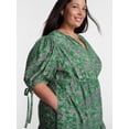 thumbnail image 3 of Terra & Sky Women’s Plus Tiered Midi Dress with Short Puff Tie Sleeves, Sizes 0X-5X, 3 of 4
