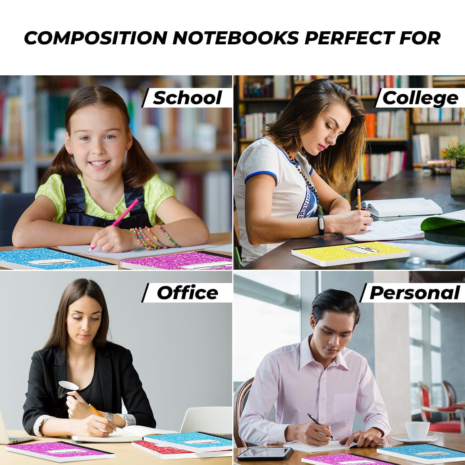 Rosmonde Composition Notebooks Bulk Pallet, 5000 Pack, Wide Ruled, 200 Pages (100 Sheets), 9.75 x 7.5 in, Marble Cover, Bulk Supplies for School Districts & Educational Centers, 4–7 Day Transit