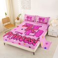 thumbnail image 2 of spefrowx Glitter Princess Letter Print King Sheets for Girls, Pink Star Bow Bedding, 4-Piece, 1 Flat Sheet, 1 Fitted Sheet and 2 Pillowcases, 2 of 6