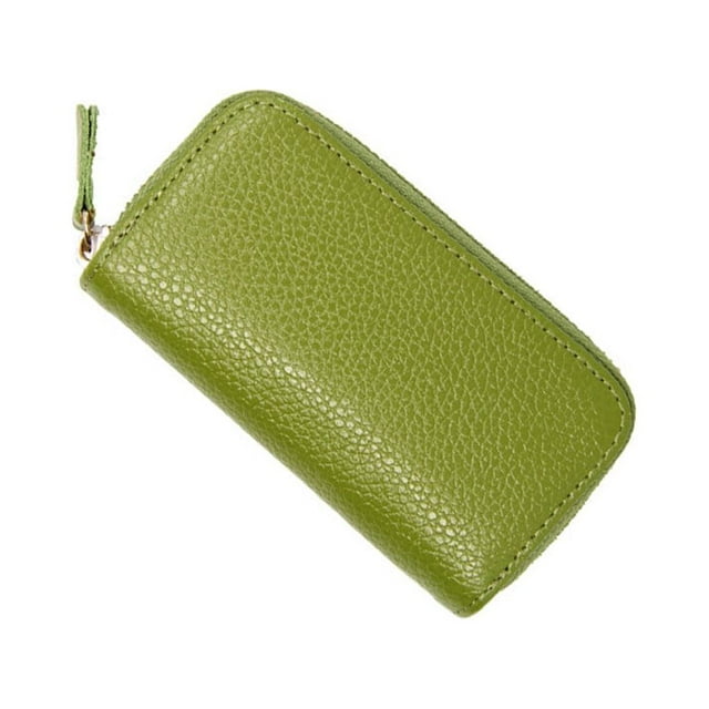 Leather Key Case Card Holder Zipper Solid Color Purse Useful Universal Wallet Car Keys Holder Fashion Pouch Men Women Housekeeper Green