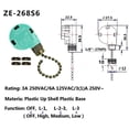 thumbnail image 5 of 3Pcs ZE-268S6 Ceiling Fan Switch 3 Speed 4 Wire for Ceiling Fans and Wall Lights Pull Chain Switch Replacement Bronze, 5 of 5