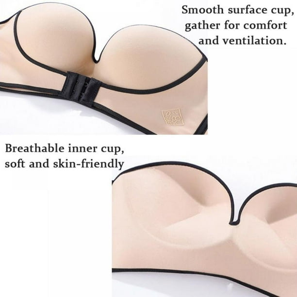 HAOAN Women Strapless Push Up Bra Gather Women Padded Bra Sexy Lingerie  Invisible Brassiere With Adjustable Shoudler Front Closure Bras