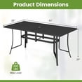 thumbnail image 3 of Gymax Patio Dining Table 63'' x 33'' Rectangle Metal Slat Table w/Umbrella Hole for Lawn, 3 of 10