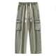 thumbnail image 4 of Pantalones de trabajo de longitud completa para hombre, de color liso, con bolsillos, informales, de pierna recta, 4 of 8