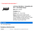 thumbnail image 2 of Left Driver Side Mirror - Compatible with 2011 - 2014 Dodge Charger 2012 2013, 2 of 2
