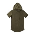 thumbnail image 2 of Gupgi Men Summer Hoodie Pullover Short Sleeve Solid Color Sweatshirt Hip Hop Sweater, 2 of 10