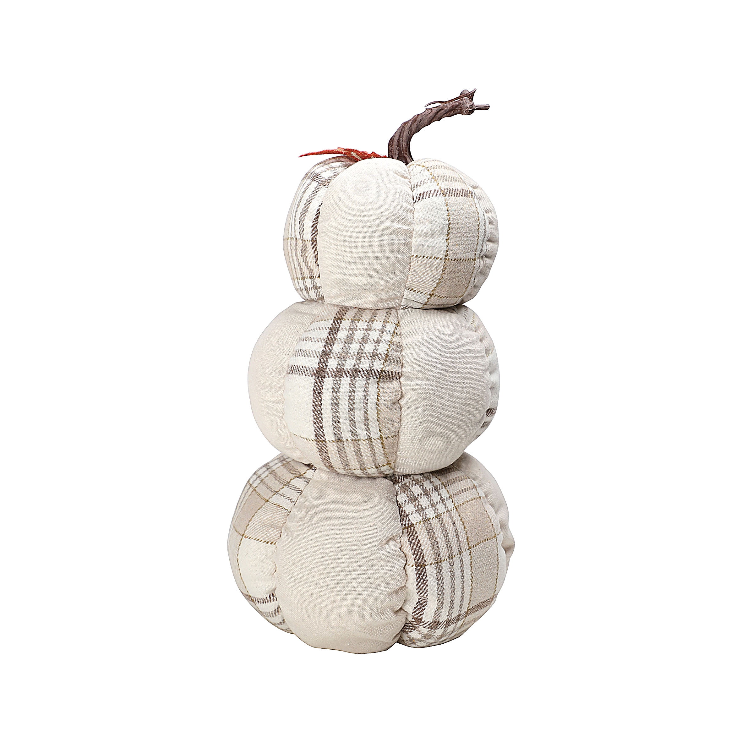 Way to Celebrate Stacked Fabric Plaid Pumpkins