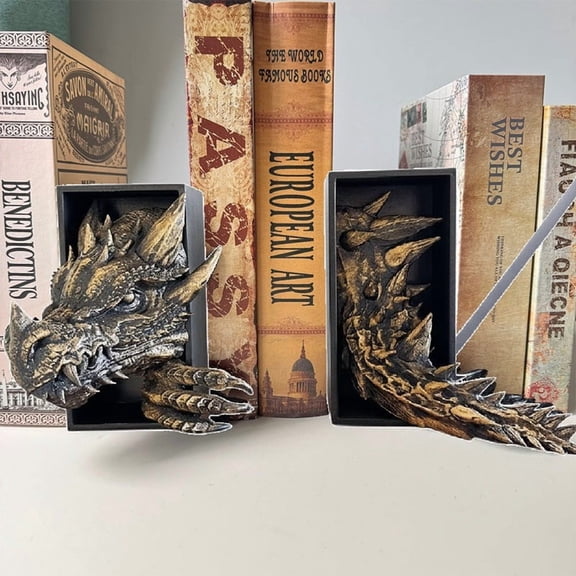 2Pc Bookshelf Decoration Dragon-Shaped Bookend, Fantasy Decoration, Home Decoration Ornaments,Decoration Bookshelf
