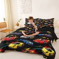 thumbnail image 3 of Erosebridal Race Car King Bedding, Colorful King Bed in a Bag, Colorful Black, Black Reversible 7-Piece, 3 of 6