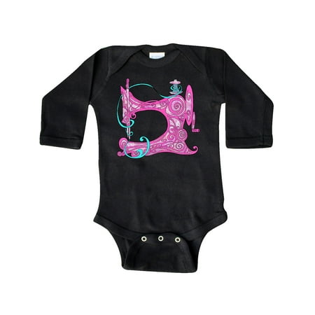 

Inktastic Stylized VIntage Sewing Machine in Pink Gift Baby Boy or Baby Girl Long Sleeve Bodysuit