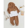 thumbnail image 4 of Elippeo 2Pcs Baby Boy Fall Outfits 6M 12M 18M 24M 3Y 4Y Long Sleeve Contrast Color Hoodie + Pants Set Toddler Clothes, 4 of 9