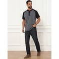 thumbnail image 2 of DARING DIVA Men's Raglan Henley Retro Short Sleeve Button Down T-Shirt M Dark Gray, 2 of 7