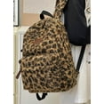 thumbnail image 2 of Fuzzy Cheetah Print Backpack for Women Cute Fleece Shoulder Bag Trendy Aesthetic Bookbag Coquette Daypack for Daily Use Travel, 2 of 6