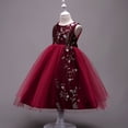 thumbnail image 6 of Girls Burgundy Gown Dress with Flower without Sleeves For Wedding, Pageant, Graduation, Birthday, Prom, Thanksgiving and New Year  ages 5-13 years old., 6 of 6