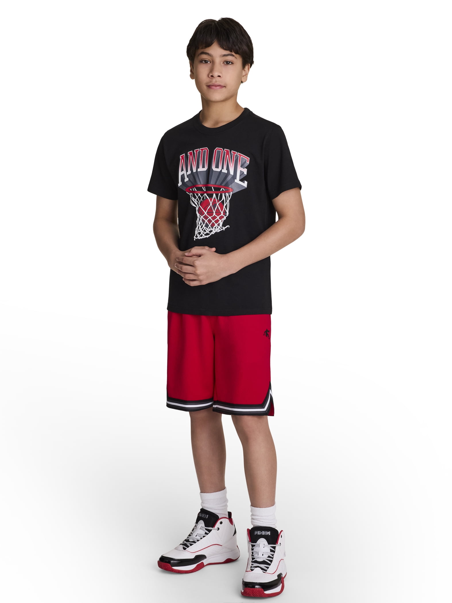 AND1 Boy's Athletic Performance Challenger Short 8" Inseam, Sizes 4-18