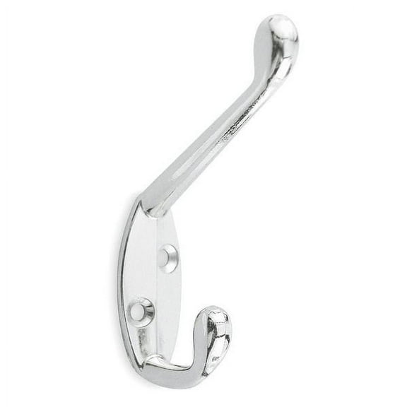 2PACK ZoroSelect 1XNE4 Coat Hook, 2 Hook Ends, Chrome