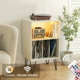 thumbnail image 2 of Hommpa Turntable Stand White Record Player Stand with Vinyl Storage and LED Light Vinyl Record Storage Cabinet Holds Up to 100 Albums Record Player Table for Living Room Bedroom Office, 2 of 9