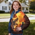 thumbnail image 3 of Uorisanigo Girls Half Zip Sweatshirt with Long Sleeve, Oversized Cool Fire Wolf Sweatshirts for Teen Girl, Fall Fashion Drop Shoulder Pullover Top Jackets Athletic Outerwear, 3 of 7