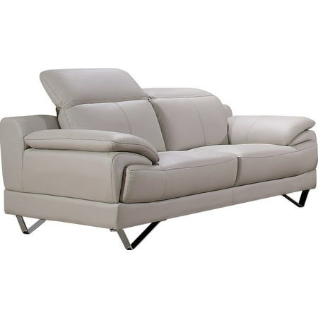 Upholstored Leather-M Loveseat, Gray or Beige