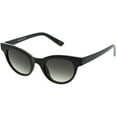 thumbnail image 2 of Women's Horn Rimmed Cat Eye Sunglasses Neutral Colored Round Lens Cat Eye Sunglasses 47mm (Shiny Black / Lavender), 2 of 4
