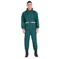 thumbnail image 5 of Sxiwei Mens Waterproof Hooded Coated Reflective Strips Coverall Suit with Elastic Wrists Ankles Dark Green XL, 5 of 6
