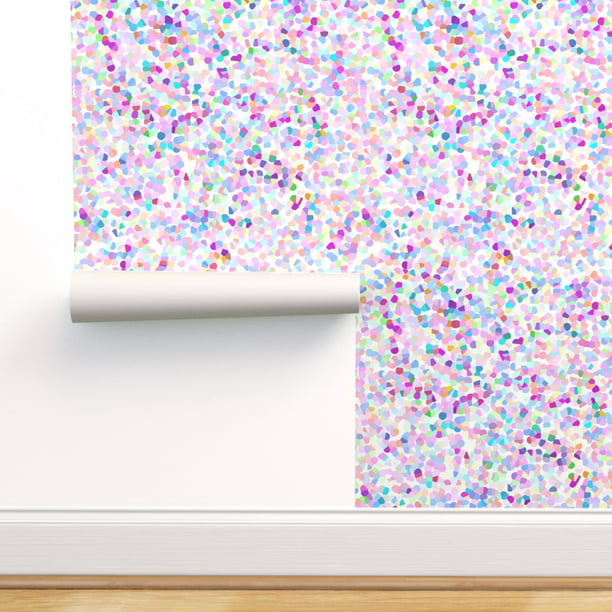 Peel & Stick Wallpaper 12ft x 2ft - Confetti Pink Dots Multicolor Rainbow  Party Celebration Pastel Fantasy Custom Removable Wallpaper by Spoonflower  