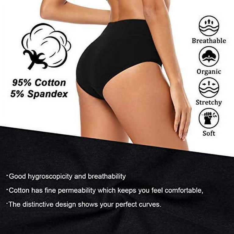 GetUSCart- Molasus Women's Soft Cotton Underwear Briefs High Waisted Postpartum  Panties Ladies Full Coverage Plus Size Underpants Black,XXL
