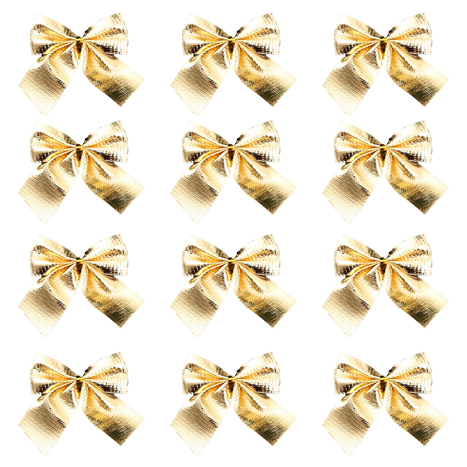 Manunclaims 12Pcs/Pack Christmas Bows Ornaments Golden Silver Red Bow