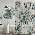 thumbnail image 4 of Polyester Fabric Spring Flowers Shower Curtain, Watercolor Floral Leaves Botanical Beige Waterproof Bathtub Curtain Bathroom Decor Set with Hooks 72 x 96 Inches, 4 of 6