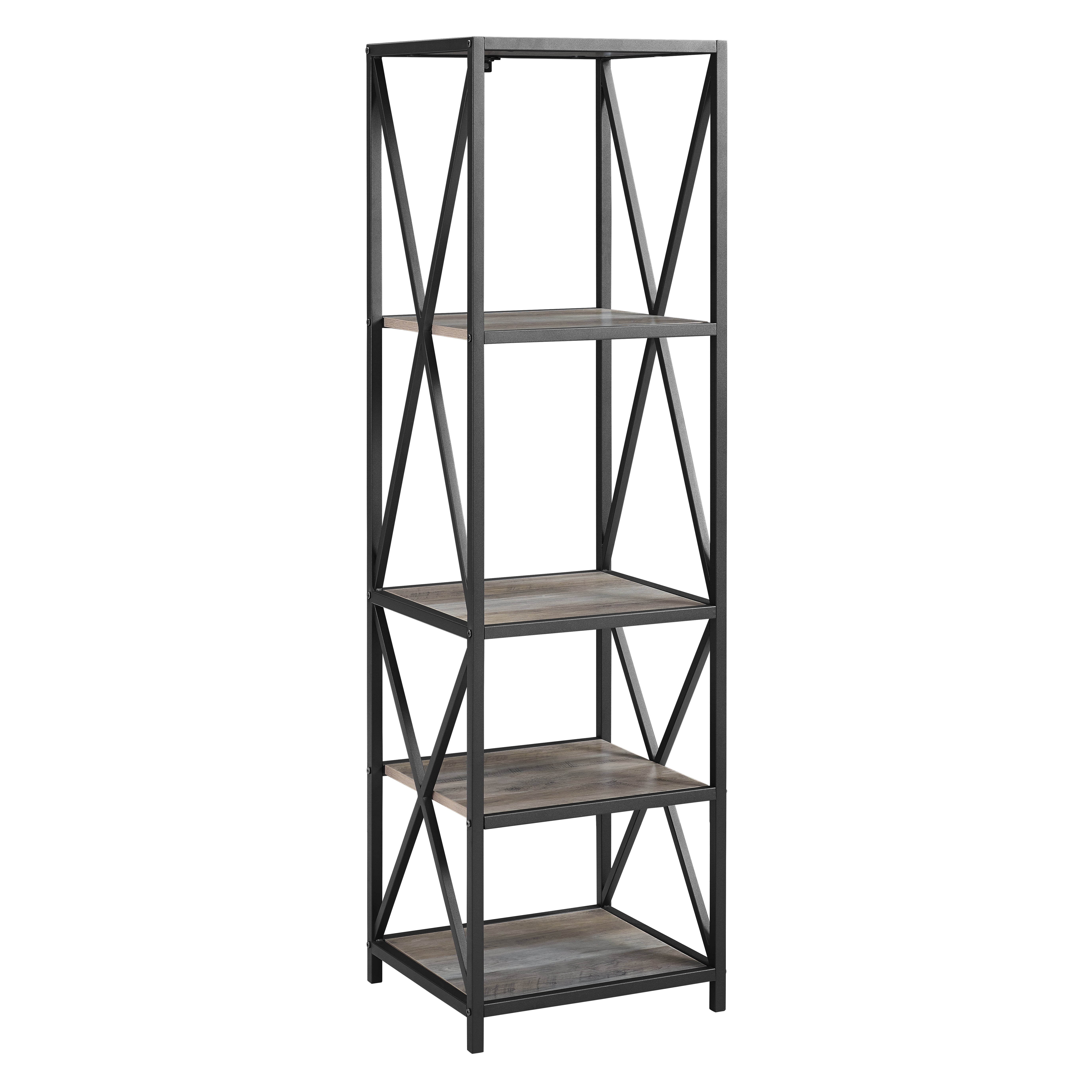 Woven Paths Charlie Farmhouse 4-Shelf Bookcase, Grey Wash