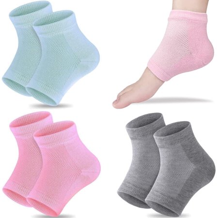 Moisturizing Gel Heel Socks Open Toe Socks Gel Lined Toeless Spa Socks for Dry Hard Cracked Heel (3P-Mixed)