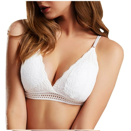 

YWDJ Comfortable Bras for Women Fashion Woman Lace Active Bra Beauty Back Wrap Hollow Out Bra Underwear White S