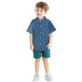 thumbnail image 4 of Girls Button Down Shirts Short Sleeve Dark Blue Shirt Boys Formal Outfit 100 Days Of School Shirts Boys Girls Fashion, 4 of 5