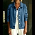 thumbnail image 6 of TGSLY Women's Fall Denim Jacket Lightweight Collared Button Down Jean Cardigan Coat Loose Casual Long Sleeve Solid Color Shacket Jacket S, 6 of 6