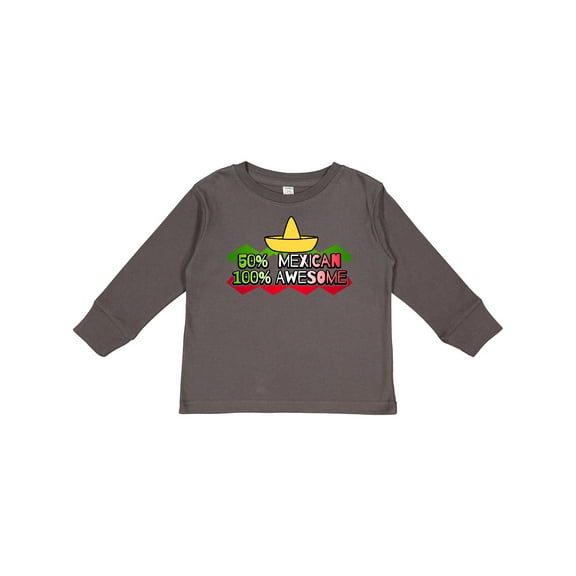 Inktastic 50% Mexican 100% Awesome Boys or Girls Long Sleeve Toddler T-Shirt