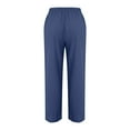 thumbnail image 4 of Womens Casual Soild Color Loose Elastic Waist Drawstring Button Casual Pants Casual Pants Pleated Dress Pants Women Loose Dress Pants for Women Business Casual plus Size Stretch Pants Womens Crop, 4 of 4