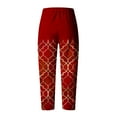thumbnail image 3 of VEKDONE Womens Cotton Linen Pants Print Long Pants Red M, 3 of 4