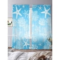 thumbnail image 4 of Marine Life Sheer Curtains 96 Inch Long 2 Panels, Starfish Shell Coral Gradient Blue Ocean Light Filtering Rod Pocket Curtains, Sheer Voile Drapes for Living Room Bedroom, 52"x96", 4 of 8