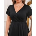 thumbnail image 6 of FOLUNSI Plus Size Formal Dresses Glitter V Neck Split Wedding Cocktail Long Evening Dress Ink Dyed Black 4XL, 6 of 7