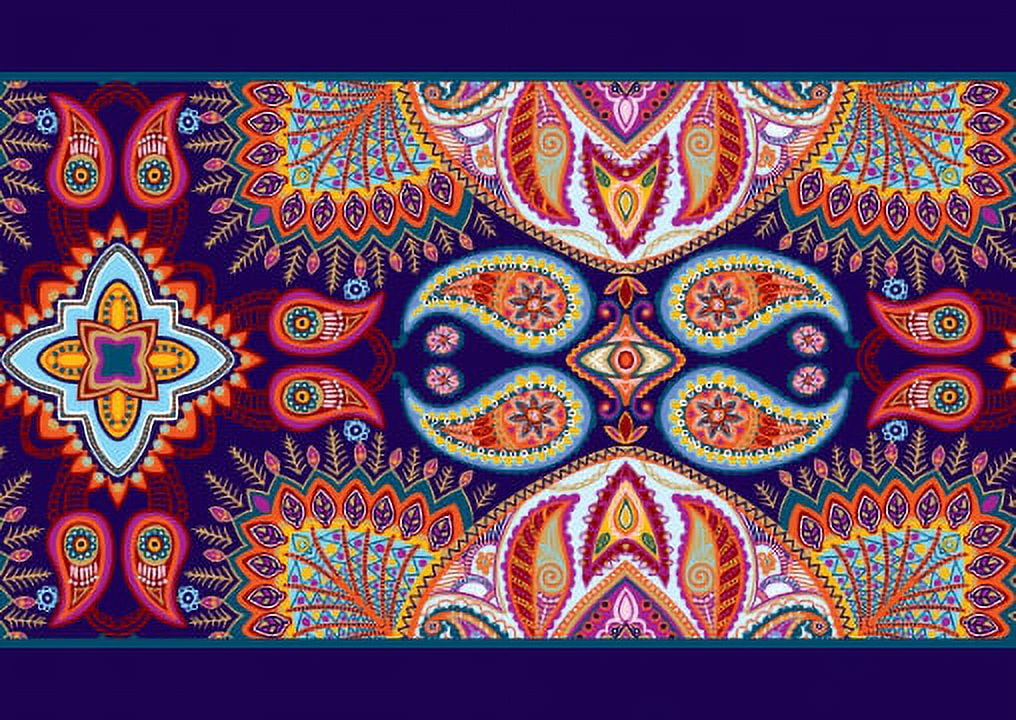 IBA Indianbeautifulart Blue Artistic Paisley Printed Ribbon&nbsp;Trim&nbsp;9 Yards Velvet Fabric Laces For Crafts Sewing Accessories 4 Inches