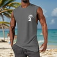 thumbnail image 2 of HCNTES Men's Workout Sleeveless Shirt Stretchy Swim Athletic Gym Running Vest Beach Tank Top(Gray,3XL), 2 of 6