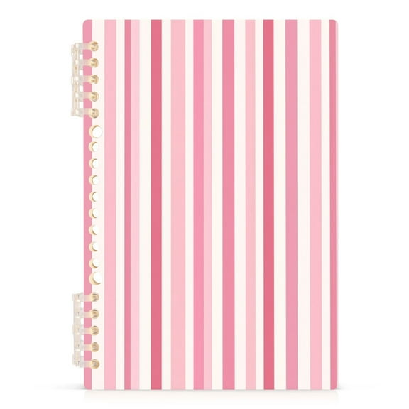 Pink Striped Notebooks 1-subject Journal 60 Sheets A5 College Ruled Paper Detachable Ring 8.3"x5.7"