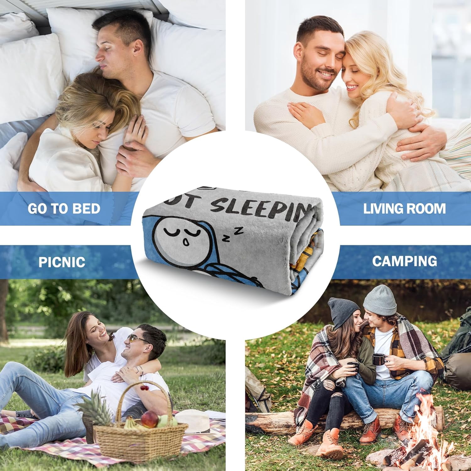 Funny Fathers Day Dad Gifts from Daughter Son Wife, Dads Birthday Gifts, Dad is Not Sleeping Blanket, Super Soft Throws Blanket for Napping