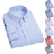 thumbnail image 3 of Blusa de manga larga para hombre Camisa informal juvenil con estampado de rayas verticales y solapa fina para ir de compras a la oficina, 3 of 5