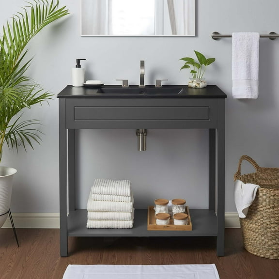 Modway Altura 36" Bathroom Vanity in Gray Black