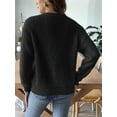 thumbnail image 5 of Womens Cardigan Sweater Fall Winter Fuzzy Button Up Long Sleeve V Neck Soft Chunky Knit Cardigan Black S, 5 of 6