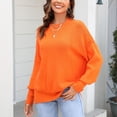 thumbnail image 2 of Defitshape Women's Knit Pullover Sweater Soft Crew Neck Fashion Thermal Winter Casual Long Split Tunic Shirts Orange Medium, 2 of 4